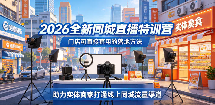 2026全新同城直播特训营，门店可直接套用的落地方法，助力实体商家打通线上同城流量渠道-搞钱利器