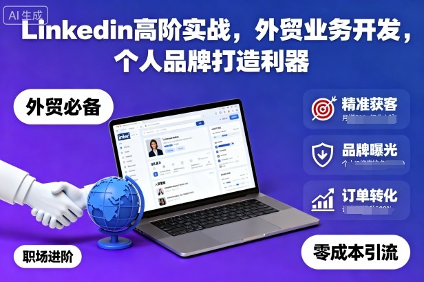 Linkedin高阶实战,外贸业务开发,个人品牌打造利器-搞钱利器
