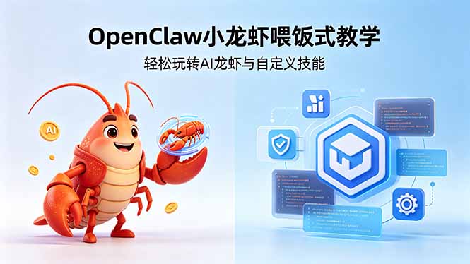 不用懂技术！OpenClaw小龙虾喂饭式教学，轻松玩转AI龙虾与自定义技能-搞钱利器