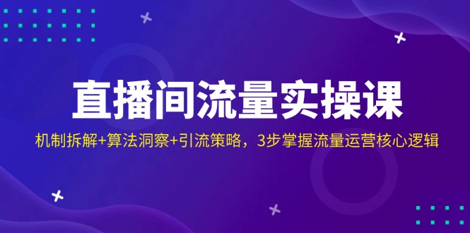 直播间流量实操课：机制拆解+算法洞察+引流策略，3步掌握流量运营核心逻辑-搞钱利器