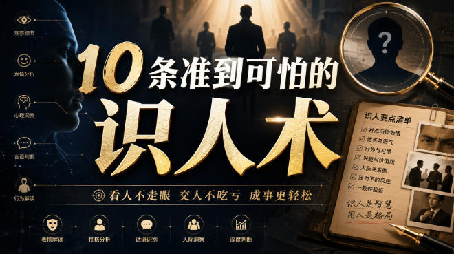 付费文章：10条准到可怕的识人术-搞钱利器