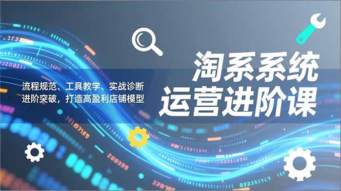 淘系系统运营进阶课2.0，流程规范、工具教学、实战诊断，进阶突破，打造高盈利店铺模型-搞钱利器