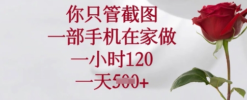 你只管截图，一部手机在家做，一小时120.一天5张【揭秘】-搞钱利器