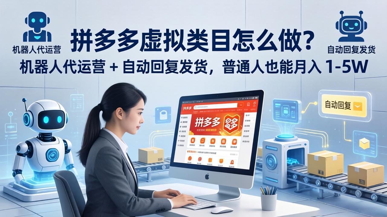拼多多虚拟类目怎么做？机器人代运营 + 自动回复发货，普通人也能月入 1-5W-搞钱利器