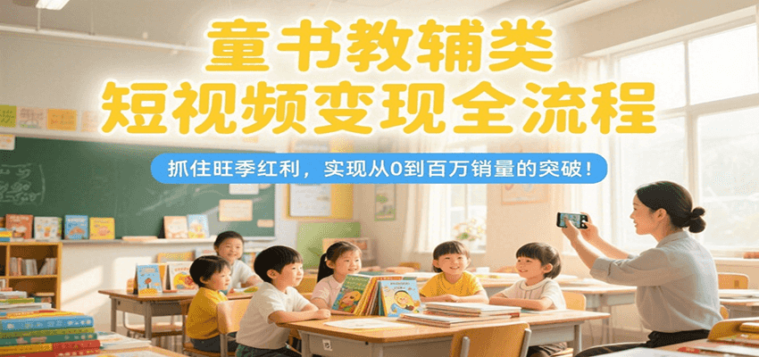 童书教辅类短视频变现全流程，抓住旺季红利，实现从0到百万销量的突破！-搞钱利器
