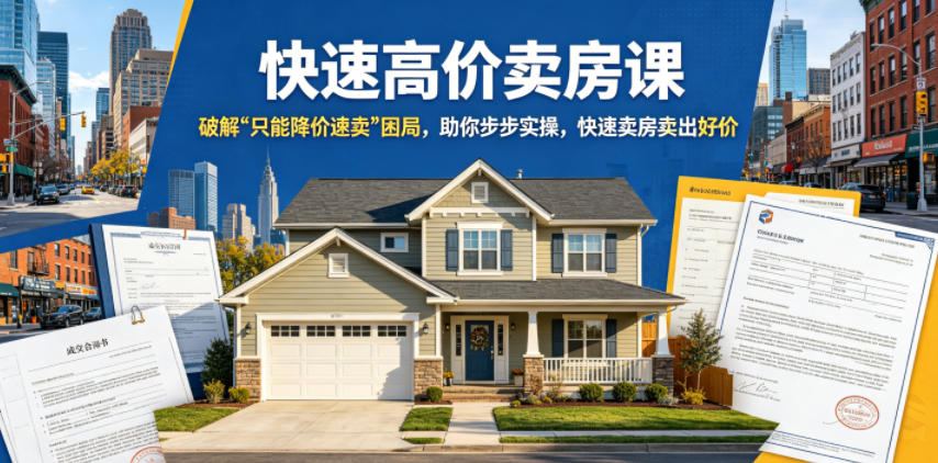 快速高价卖房课，破解“只能降价速卖”困局，助你步步实操，快速卖房卖出好价(更新2026)-搞钱利器