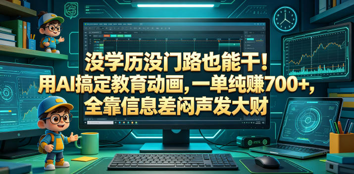 没学历没门路也能干！用AI搞定教育动画，一单纯賺700+，全靠信息差闷声发大财【揭秘】-搞钱利器