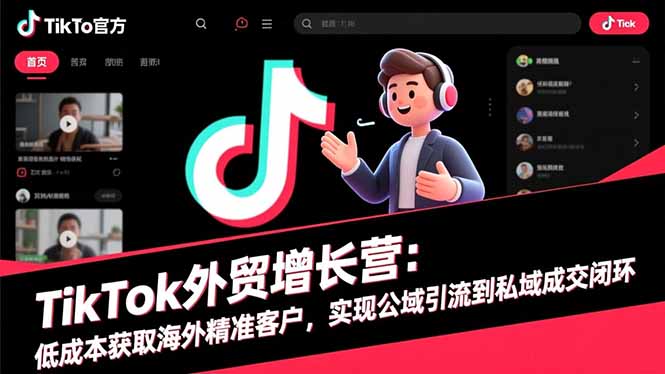 TikTok外贸增长营：低成本获取海外精准客户，实现公域引流到私域成交闭环-搞钱利器