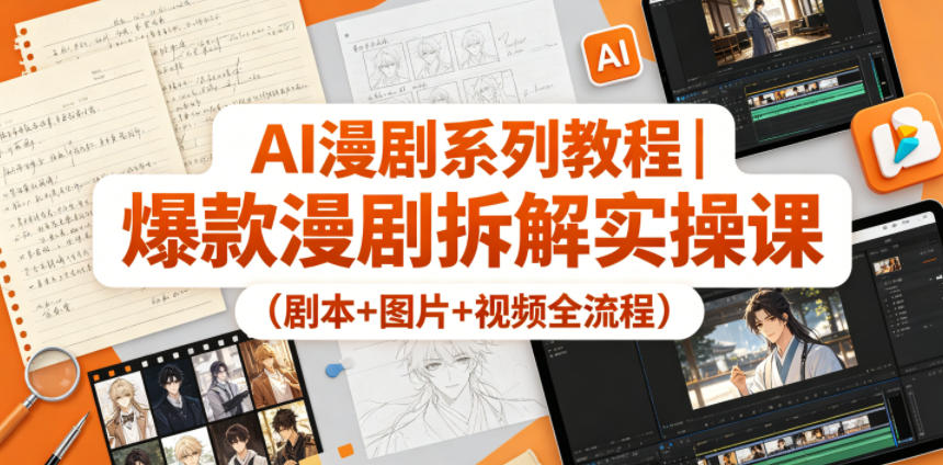 AI漫剧系列教程｜爆款漫剧拆解实操课(剧本+图片+视频全流程)-搞钱利器