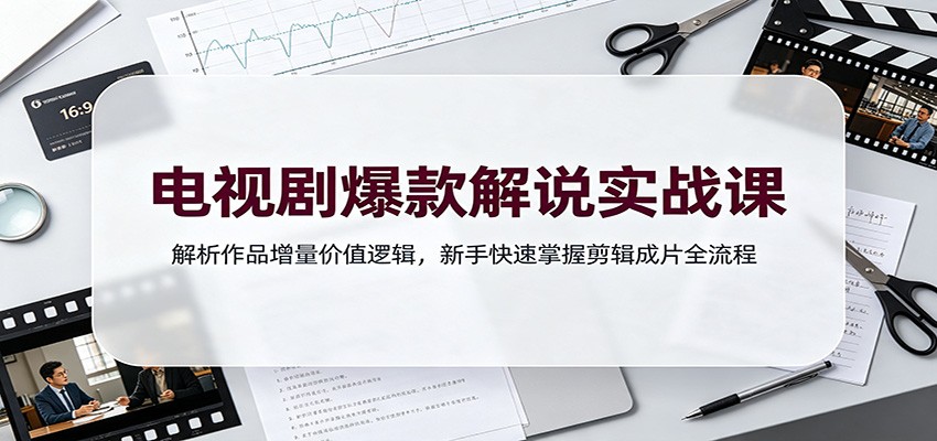 电视剧爆款解说实战课：解析作品增量价值逻辑，新手快速掌握剪辑成片全流程-搞钱利器