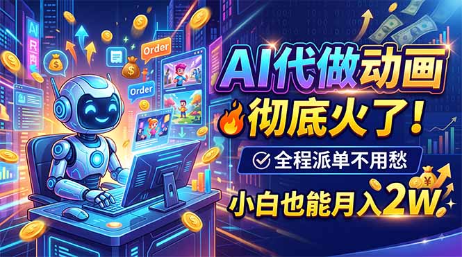 AI代做动画，彻底火了！全程派单不用愁，小白也能月入2W-搞钱利器