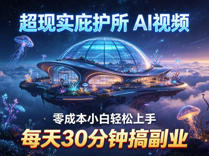 超现实庇护所AI视频项目拆解，零成本小白轻松上手，每天30分钟搞副业-搞钱利器