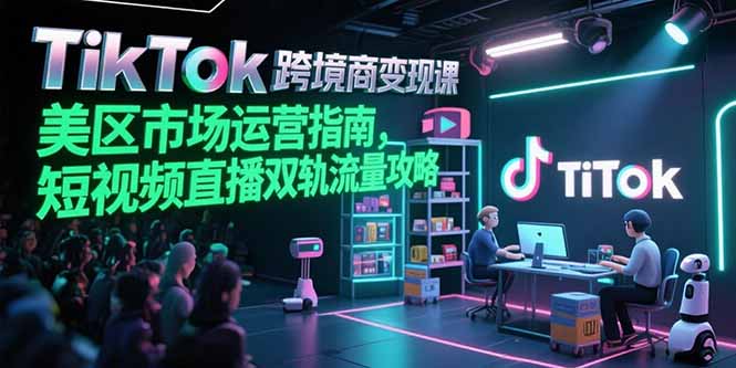 TikTok跨境电商变现课，美区市场运营指南，短视频直播双轨流量攻略-搞钱利器