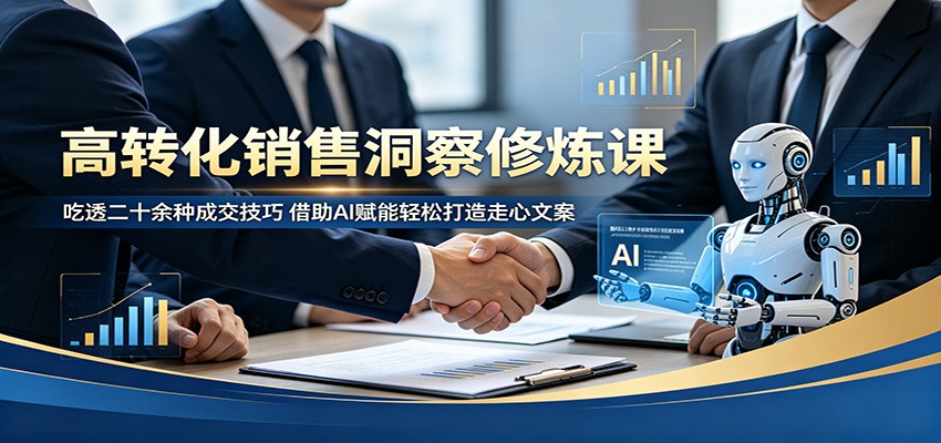 高转化销售洞察修炼课：吃透二十余种成交技巧，借助AI赋能轻松打造走心文案-搞钱利器