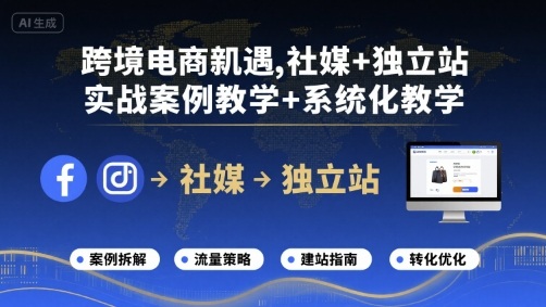跨境电商新机遇，社媒+独立站，实战案例教学+系统化教学-搞钱利器