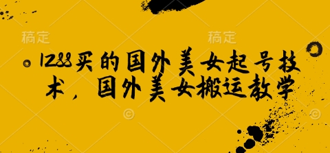 1288买的国外美女起号技术，国外美女搬运教学-搞钱利器