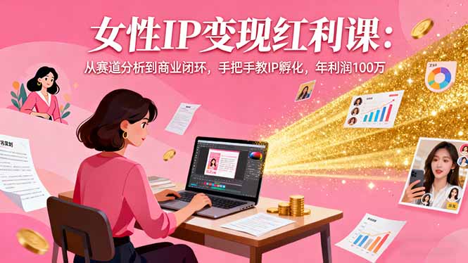 女性IP变现红利课：从赛道分析到商业闭环，手把手教IP孵化，年利润100万-搞钱利器