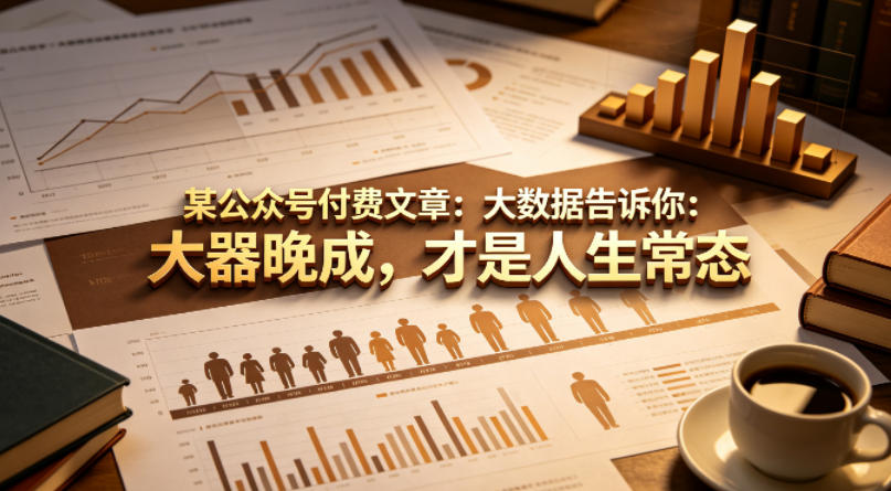 某公众号付费文章：大数据告诉你：大器晚成，才是人生常态-搞钱利器