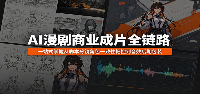 AI漫剧商业成片全链路：一站式掌握从脚本分镜角色一致性把控到音效后期包装-搞钱利器