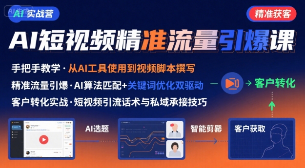 AI+短视频引爆精准客户实战营，手把手教你引爆Ai短视频精准流量-搞钱利器