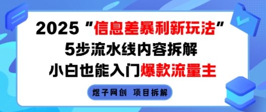 2025信息差暴利新玩法，5步流水线内容拆解，小白也能入门爆款流量主-搞钱利器