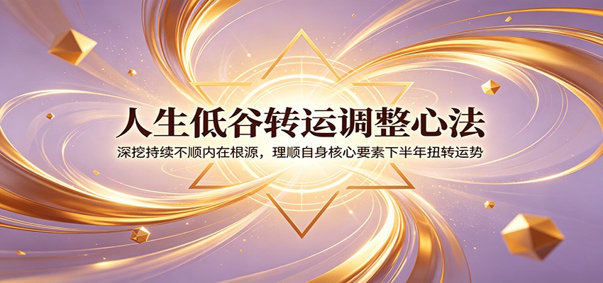 人生低谷转运调整心法：深挖持续不顺内在根源，理顺自身核心要素下半年扭转运势-搞钱利器