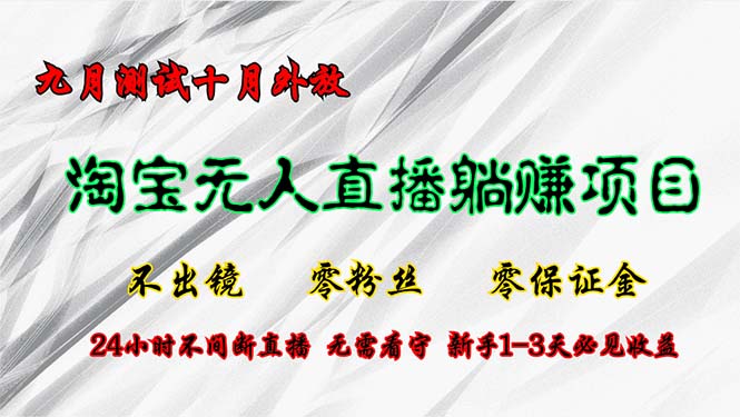淘宝无人直播最新玩法，九月测试十月外放，不出镜零粉丝零保证金，24小…-搞钱利器