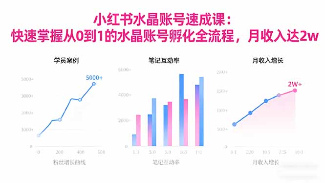 2025小红书水晶账号速成课:快速掌握从0-1水晶账号孵化全流程,月收入达2w-搞钱利器
