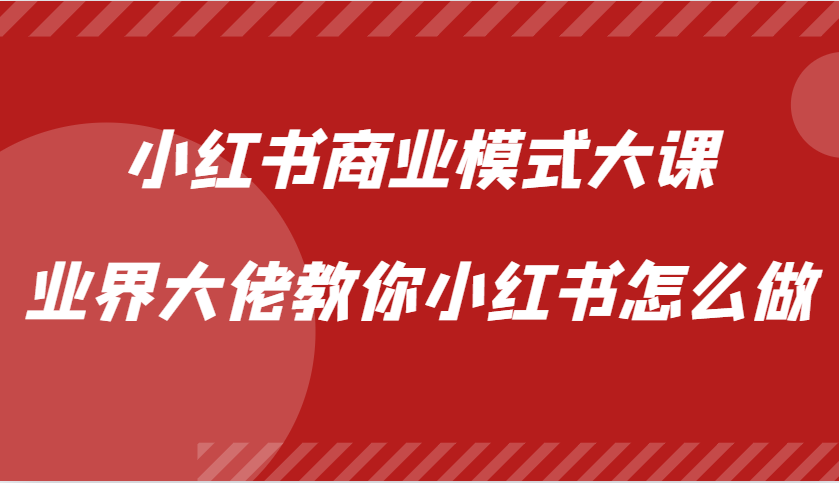 小红书商业模式大课，业界大佬教你小红书怎么做【视频课】-搞钱利器