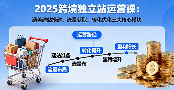 2025跨境独立站运营课：涵盖建站搭建、流量获取、转化优化三大核心模块-搞钱利器