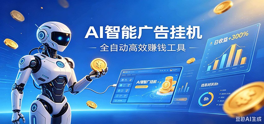 AI智能广告挂机，小白轻松上手，在家自动赚收益-搞钱利器