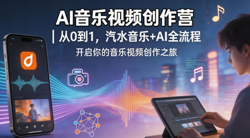 AI音乐视频创作营｜从0到1，汽水音乐+AI全流程，开启你的音乐视频创作之旅-搞钱利器