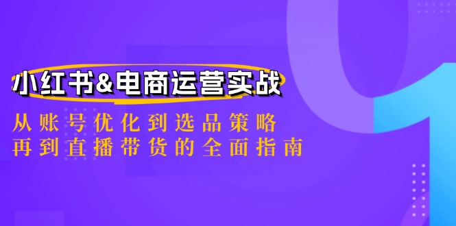 小红书&电商运营实战：从账号优化到选品策略，再到直播带货的全面指南-搞钱利器