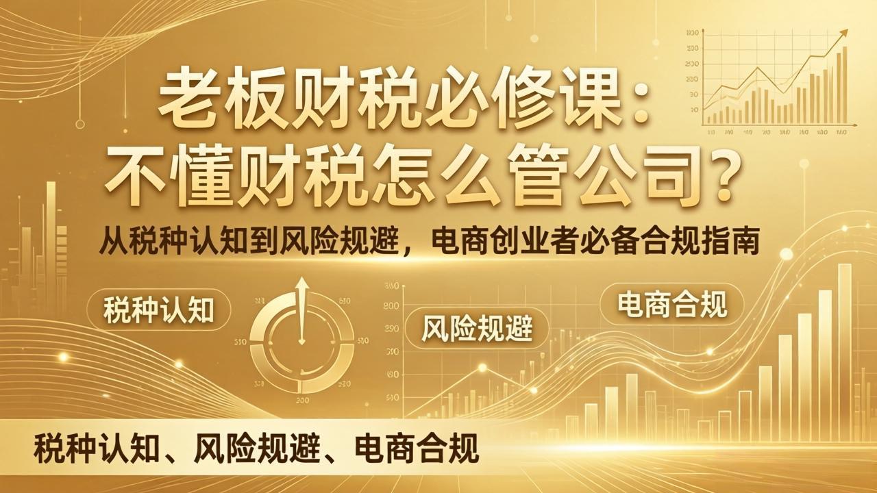 老板财税必修课：不懂财税怎么管公司？从税种认知到风险规避，电商创业者必备合规指南-搞钱利器