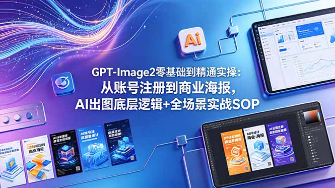 GPT-Image2零基础到精通实操：从账号注册到商业海报，AI出图底层逻辑+全场景实战SOP-搞钱利器