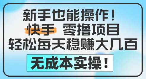 新手也能操作，快手零撸挣米，轻松每天挣2-5张，完全无成本-搞钱利器