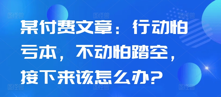 某付费文章：行动怕亏本，不动怕踏空，接下来该怎么办?-搞钱利器