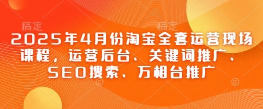 2025年4月份淘宝全套运营现场课程，运营后台、关键词推广、SEO搜索、万相台推广-搞钱利器