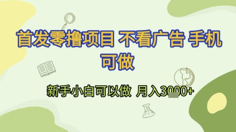 首发零撸项目 不看广告 手机可做 新手小白可以做  月入3k+【揭秘】-搞钱利器