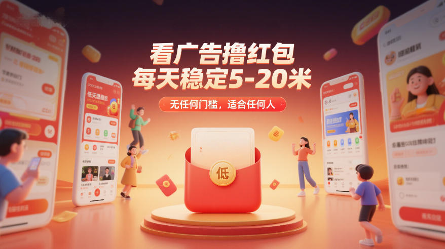 看广告撸红包，每天稳定5-20米，无任何门槛，适合任何人-搞钱利器