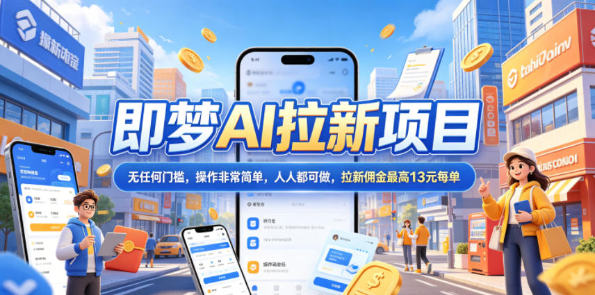 2026年即梦AI拉新项目最新玩法，无任何门槛，操作非常简单，人人都可做，拉新佣金最高13米每单(更新08月07日)-搞钱利器