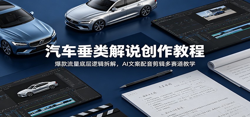 汽车垂类解说创作教程：爆款流量底层逻辑拆解，AI文案配音剪辑多赛道教学-搞钱利器