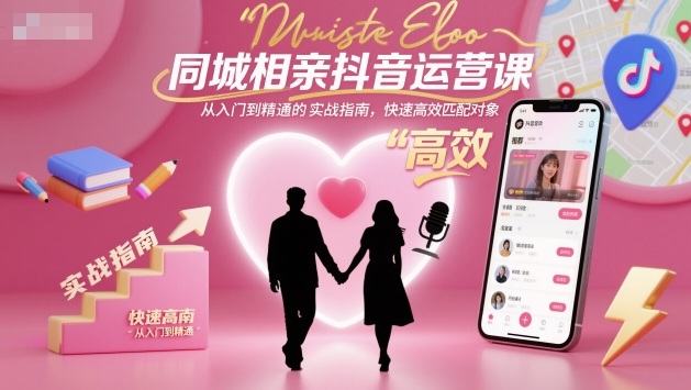 同城相亲抖音运营课，从入门到精通的实战指南，快速高效匹配对象-搞钱利器