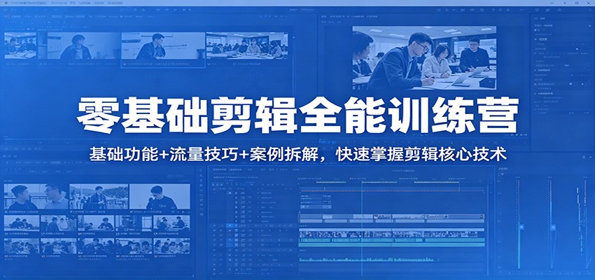零基础剪辑全能训练营：基础功能+流量技巧+案例拆解，快速掌握剪辑核心技术-搞钱利器
