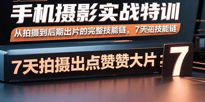 手机摄影实战特训，从拍摄到后期出片的完整技能链，7天拍出点赞大片-搞钱利器