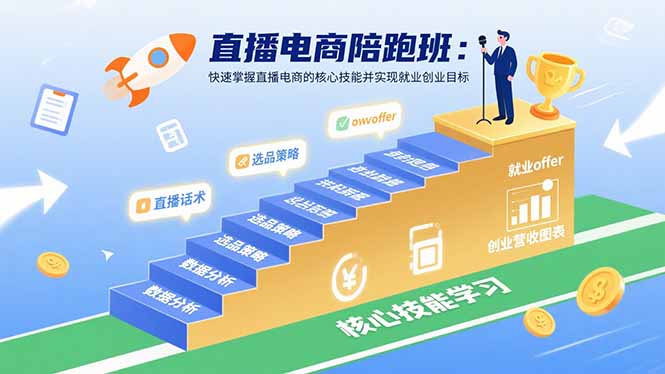 直播电商陪跑班：快速掌握直播电商的核心技能并实现就业/创业目标-搞钱利器