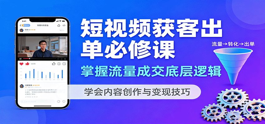 短视频获客出单必修课：掌握流量成交底层逻辑，学会内容创作与变现技巧-搞钱利器