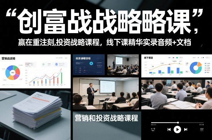 创富战略课，赢在重注时刻，营销和投资战略课程，线下课精华实录音频+文档-搞钱利器