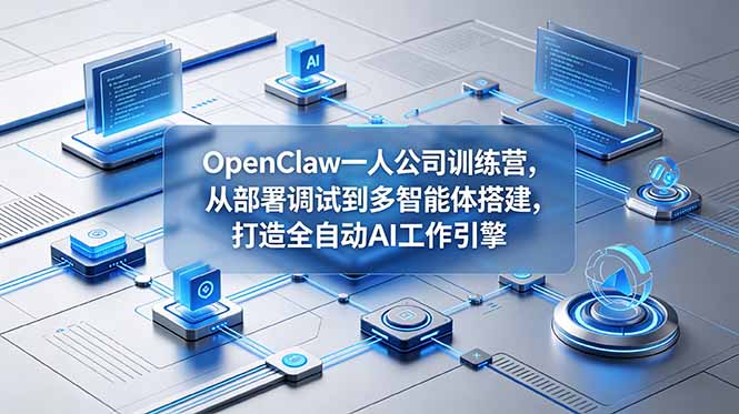 OpenClaw 一人公司训练营，从部署调试到多智能体搭建，打造全自动 AI 工作引擎-搞钱利器
