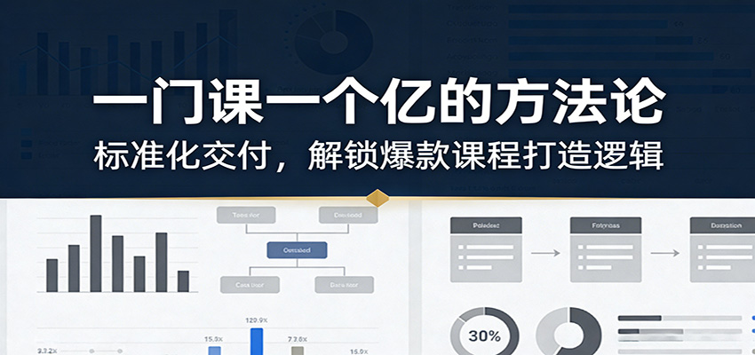 一门课一个亿的方法论：标准化交付，解锁爆款课程打造逻辑-搞钱利器